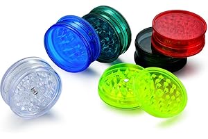 SYTRANREIN Confezione da 6 Grinder per erbe in plastica premium, Grinder per spezie portatile da 60 mm con coperchio magnetico, Grinder in 3 parti con triturazione a denti di squalo