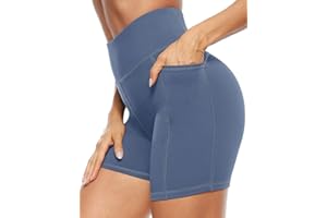 JOYSPELS Women's High Waisted Yoga Shorts - Tummy Control, Sports Running Shorts with Pockets for Gym, Cycling, Yoga, Running, Daily Leisure
