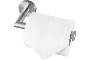 HITSLAM - Porta rotolo di carta igienica in acciaio inox cromato, montaggio a viti, per bagno e cucina, rotondo, in acciaio inox 304, Acciaio Spazzolato