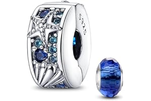 HappyStar 925 Sterling Silver Stopper Charms with 5A Cubic Zirconia Clip Spacer Beads Charms for Bracelets Christmas's Day Gifts for Women(With One Space Bead)