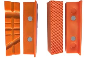 SPORTARC Lot de 4 mâchoires d'étau d'établi, coussinets magnétiques en caoutchouc souple pour étau en métal, machines-outils (10,2 cm, orange)