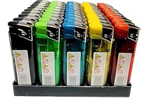 BMLIMITED BML 50 Pack Refillable Electronic Lighters Child Safe Adjustable Flame Windproof Design Pocket Size Multipack Lighters