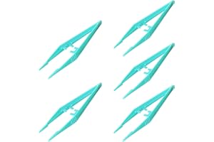 FYHJNC 5 Pack Re-Usable Plastic Tweezers - Ideal for Health & Beauty, First Aid, Medical, DIY, Arts & Crafts, Green