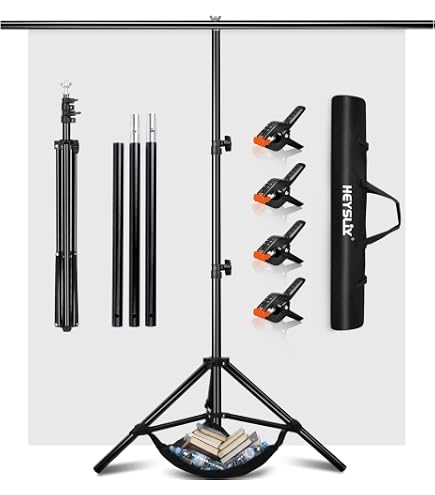 Foccalli | Kit Fond Photo 2 En 1 Noir & Blanc 1.5x2m | Support Aluminium Réglable + Sac | Pour Streaming, Photo, Chroma Key