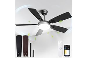 BLITZWILL Deckenventilator mit Beleuchtung, Ø132cm App Steuerung & Fernbedienung Deckenventilatoren mit Licht LED, 6 Geschwindigkeiten, 3 Farben Dimmbar, Leise DC-Motor, Sommer-Winterbetrieb, Timer