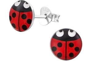 LA ROSA PRINCESA LRP - Orecchini coccinella, Argento Sterling 925, LadyBug