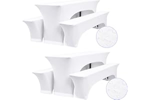 YMHPRIDE Due set di 3 copritavoli da birra elastici, copribanchi da birra elastici bianchi e tovaglie, larghezza tavolo 50 cm, per coperture per mobili da giardino per banchetti.