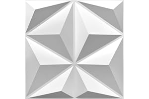 EURODECO Paneles 3D de plástico PVC, diseño estrella, para paredes o techos, sala de juegos, 40 unidades, D177 blanco