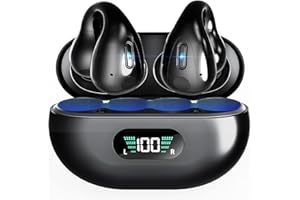 BOYTOND Open Ear Headphones, Clip On Wireless Earbuds Bluetooth 5.3, Sports Ear Buds with ENC Mic, 36 Hours HIFI Earpods with LED Display Charging Case, IPX7 Waterproof Running Earphones