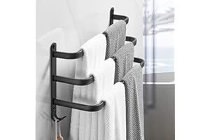 LANTUS Serviette Salle de Bain, Porte Serviette Murale, Porte Serviette sur Pied Accessoire Salle de Bain, Porte Serviette Salle de Bain sans Percage-50 * 24 * 14.4cm-3 Couches-Noir