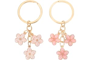 Ouligay 2 Stück Blume Schlüsselanhänger für Mädchen Damen, Süß Bag Charms Aesthetic Taschenanhänger für Frauen Geburtstagsgeschenk Kleine Geschenke Beste Freundin Geburtstag Kollegen Erzieherin Lehrer