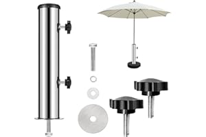 Forhome Tubos de soporte para sombrilla de jardín suministrados, sombrilla universal con 3 anillos reductores (48/38/32 mm)