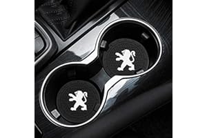 ZWH-box 2 Pcs Logo De Voiture sous-Verres Porte-gobelet De Voiture sous-Verres Silicone Anti-dérapant Coaster Insert Tasse Tapis Accessoires pour Peugeot 107108206207308307508 2008 3008