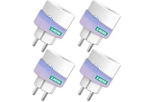 ANTELA Enchufe Inteligente 2,4G/5G 16A 3680W con Monitor de Energía, Compatible con Alexa y Google Home, Horarios y Temporizadores,APP Smart Life/Tuya,4PCs