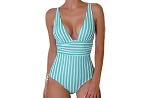 DURINM Costume da Bagno Donna Sexy Bikini Costumi Interi da Mare Spiaggia Elegante Monokini Costume Intero Donna con Laterali Costumi da Bagno Interi Donna Elegante Striscia Sexy Swimwear Costumi da Mare