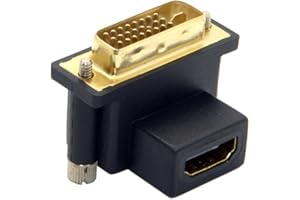 Cablecc 90 Degree Up Angled DVI Male to HDMI Female Adapter for Computer & HDTV & Graphics Card