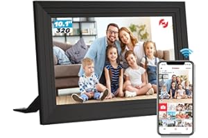Aorpdd Cadre Photo Numérique WiFi - 10.1 Pouces，IPS Écran Tactile HD, Mémoire de 32 Go, Rotation Automatique,Partagez des Photos Via Frameo App,Noir