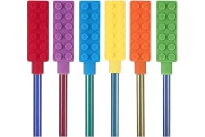 RosewineC Chewable Pencil Chew Topper Chewy Sensory Fidget Toppers for Kids, Oral Motor Special Needs,Pack of 6