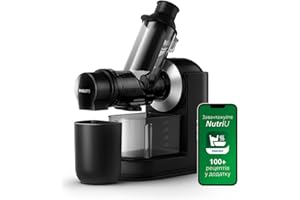 Philips Hr1889/70 Estrattore di Succo Viva Collection Nero Con Lock Cromato, Apertura d'Inserimento Xl da 70 Mm, Design Compatto, Tecnologia Gentle Squeezing