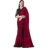 AKHILAM Women's Multicolor Satin Embroidered Saree With Unstitched Blouse (SILVER30001_TFH_Parent)