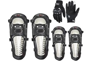 AIKELAI Ginocchiere Moto + Guanti Moto, Accessori Moto, Protettori da Moto per Ginocchia, Guanti mtb, Guanti Motocross, Armatura Moto, Protezioni Moto (Guanti XL)