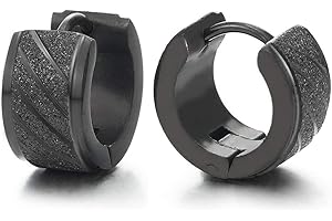 COOLSTEELANDBEYOND 2 AcanaLados Pendientes del Aro, Pendientes para Hombres Mujer, Acero Inoxidable, Satinado