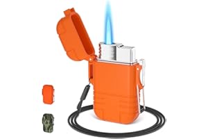 TMDWON Torch Lighter Butane Lighter Waterproof Windproof Lighter for Hiking Camping, Orange (No Butane)?