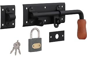 KOTARBAU® Torrlås höger med hänglås dörrlås bultspärr, låsspärr, pulverlackerad spärrlås grindlås 280 mm