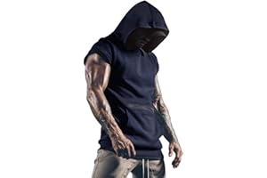 Lomon Herren Tank Top Ärmelloser Muskelshirt Workout Sport Fitness Hoodie Unterhemden mit Handytaschen