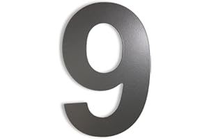 KTC-HOME - PREMIUM Hausnummer Eisenglimmer inkl. Montagematerial - pulverbeschichtet - Arial - Höhe 20 cm - DB 703 - rostfrei & wetterfestes Hausnummernschild - Hausnummer 9 -