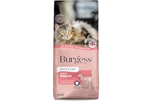 Burgess Dry Cat Food for Adult Cats Rich in Salmon, 10 kg