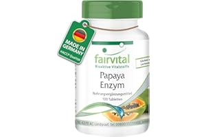 ‎FAIRVITAL Fairvital Papaya Enzyme Tablets - 100 Tablets - High Dose - Vegan - with Papain, Amylase and Protease