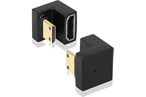 GINTOOYUN U Form Adapter Mini HDMI na HDMI 8K mini wtyczka do 180 stopni gniazda przedłużacz do aparatu, laptopa, tabletu, HDTV, projektora, 2 szt.
