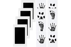 CLCIOSIS 4 Stück Pfotenabdruck Set Hund Katze, Fußabdruck Handabdruck Baby Set Abdruckset Zur Erstellung Bleibender Erinnerungen, Fußabdruck Baby Ideal Für Tierhalter Eltern Einfaches Diy Memory Kit
