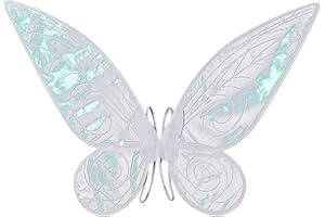 TSHAOUN Ailes de fée Papillon pour Filles,Ailes de Fee avec Bandoulière Élastique Ailes de Fée Adulte Changement de Couleur Ailes d'ange,pour Enfant Fille Ailes de Papillon Lumineuses Ailes (Blanc)