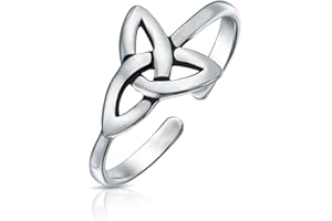 BLING JEWELRY Personalized BFF Irish Traditional Celtic Love Knot Claddagh Heart Circle Triquetra Trinity Toe Ring Band Midi Thumb or Pinky Ring For Women Teen Oxidized .925 Silver Sterling Adjustable Customizable