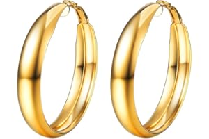 PROSTEEL Créole Femme en Acier Inoxydable Boucle d'Oreille Femme Anneaux Epaixs de 40/60mm, Hoop Earrings