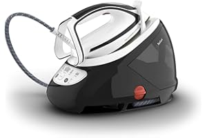 ‎TEFAL Tefal Pro Express Ultimate Dampfbügelstation, starker 8-Bar-Druck, Dampfstoß: 520 g/Min., 1,9 L Wassertank, Antikalk-Kollektor, Anti-Tropf-System, Bügeleisen Dampfstation, schwarz/weiß, GV9550