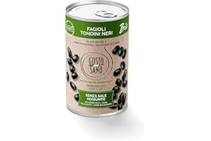 GUSTO SANO FAGIOLI TONDINI NERI BIOLOGICI. Legumi 6 pacchi da 400 Gr. Fagioli in scatola Bio, lessati e reidratati, non OGM