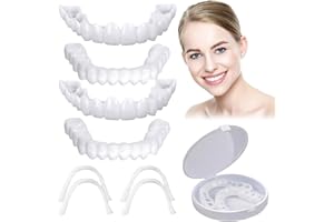 PLUVYZE 4 Pezzi Faccette Dentali,Protesi Dentale,Denti Finti,Faccette Dentali Estetiche,Adatto a Uomini e Donne per Lo Sbiancamento Dei Denti per Coprire I Denti Difettosi