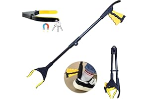 Gyios Greifzange für Senioren Müllzange Aluminium,Greifzange Lang 32",Faltbare Greifer mit Magnetspitzen,Greifhilfe,Greifarm Menschen mit Behinderung,Müllgreifer für die Müllabfuhr(Yellow)