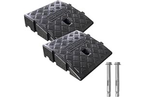 BAIFULAI Bordsteinrampen: 2 Stück Bordsteinrampe aus Robustem PE Kunststoff Stufenrampe Tragbar Rollstuhlrampe Auto Türschwellenrampe für Hauseingang, Geschäft, Einfahrt (250×270×70mm Schwarz)