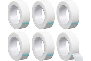 LEIKEDUN 6 Rouleaux Ruban de Peau Flexible, Micropore Sparadrap Chirurgical Médical Bande 1,2cm x 9m, Auto-Adhésif Bande de Soutien Respirante pour le Nez Extensions de cils Blessures Gonflement Sports, Blanc