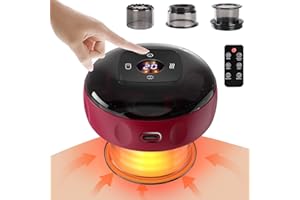 Emooncn 5 in 1 Electric Cupping Set Gua Sha Cupping Set with Remote 12 Adjustable Temperatures Vacuum Cupping Massager with Red Light for Body Reduce Muscle Pain with 3 Cups (Red)