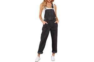 Vetinee Womens Classic Adjustable Straps Pockets Denim Bib Overalls Jeans Pants Jumpsuits