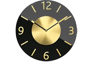 Mebus Kwarcowy zegar ścienny, mechanizm cichy – brak hałasu tykania, precyzyjny mechanizm kwarcowy, szkło - wysokiej jakości i elegancki, aluminiowe cyfry 3D, aluminiowe wskazówki, kolor: