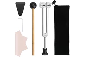 UMILKI Diapason 128Hz Diapason Curativo Acciaio Inox con Diapason Martello Silicone Panno di Pulizia e Sacchetto di Stoccaggio Diapason Neurologico per Chakra Riflessologia Yoga Meditazione