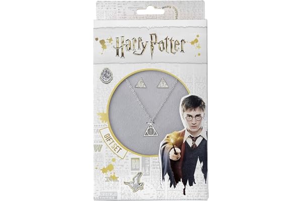 Harry Potter officiella Deathly Hallows halsband och örhängen presentset av The Carat Shop