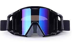 4-FQ Motocross Brille, Motorradbrille, Hochwertige Off Road Racing Crossbrille, Anti Fog UV Schutzbrille Sportbrille Retro Radbrille für ATV Dirt Bike（Schwarzer Rahmen + farbige Gläser）