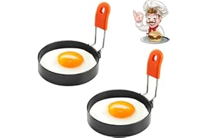 BVSRCP 2 Stück Spiegeleiform, Spiegeleierformen, Edelstahl Ei Ring, Und Verbrühungssicherer Silikonhülle Küchenwerkzeug, für Spiegeleier, Sandwiches, Pfannkuchen Form für Hackbraten